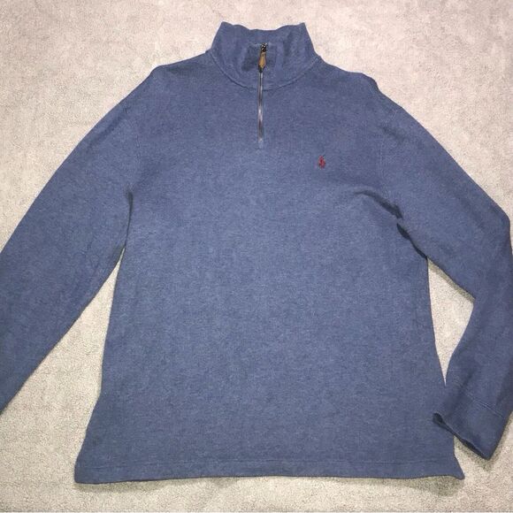 Polo Ralph Lauren 1/4 Zip Pullover‎ Mens Large Blue Golf LS Sweatshirt - Picture 11 of 11